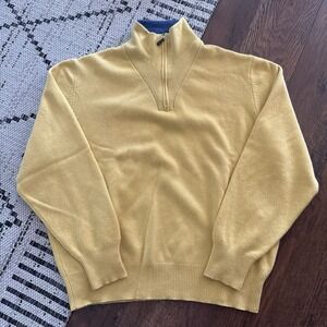 Rani Arabella 100% Cashmere Knit Quarter Zip Sweater Size 54 Yellow 1/4 Zip